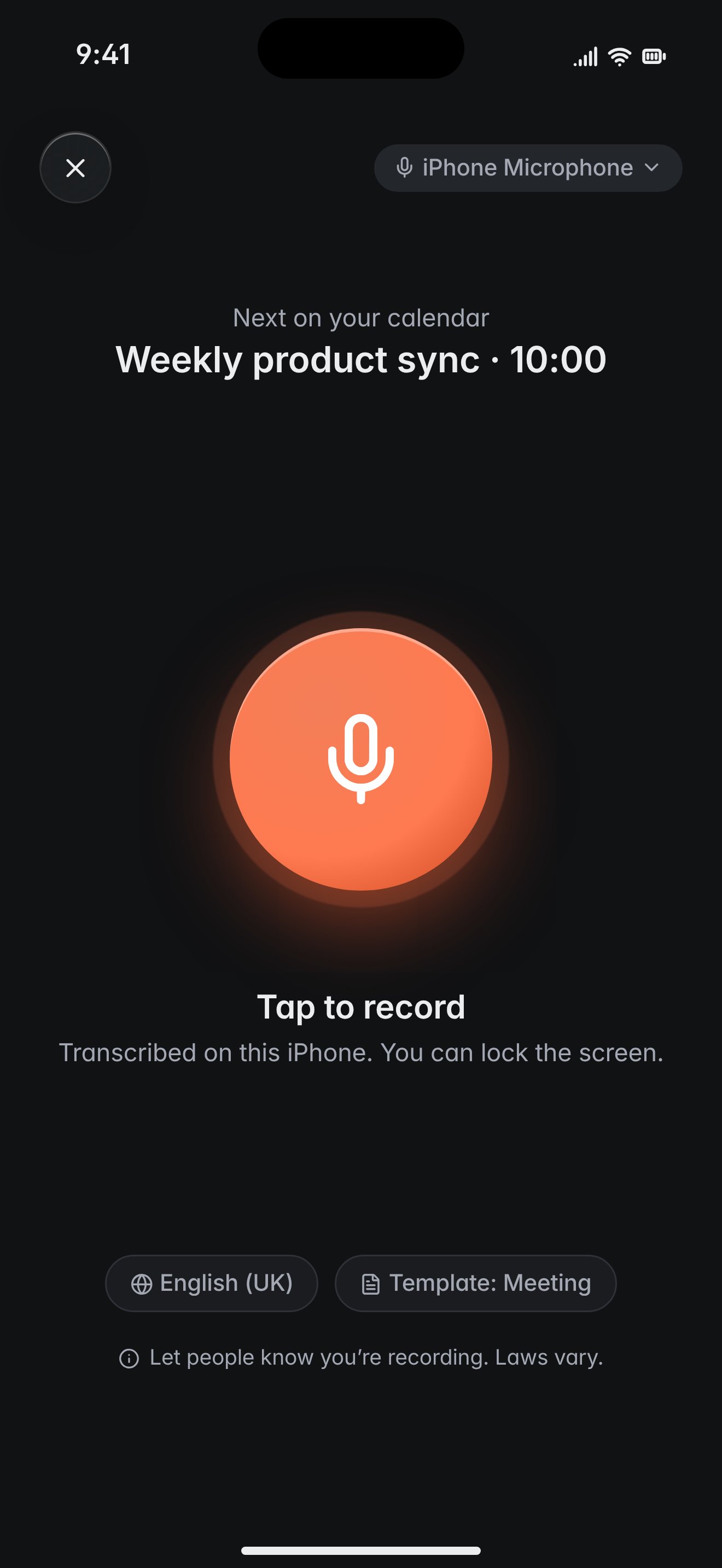 iPhone record, dark.