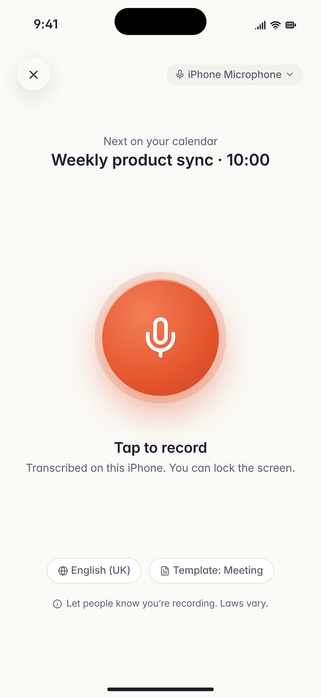 iPhone ready to record.