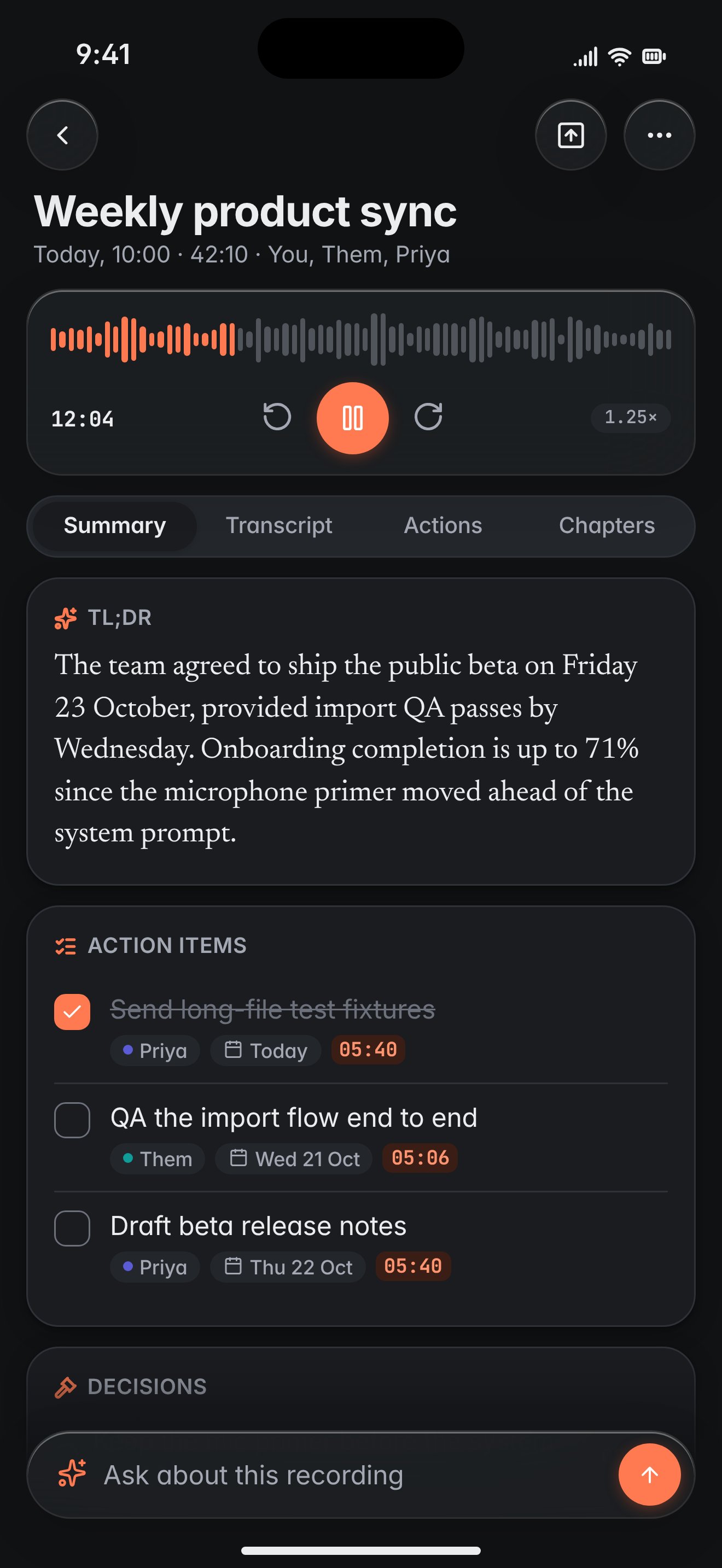 iPhone summary, dark.