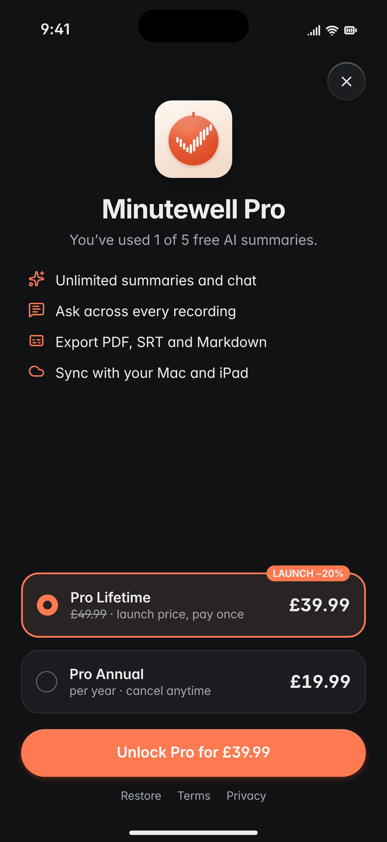 iPhone Pro, dark.