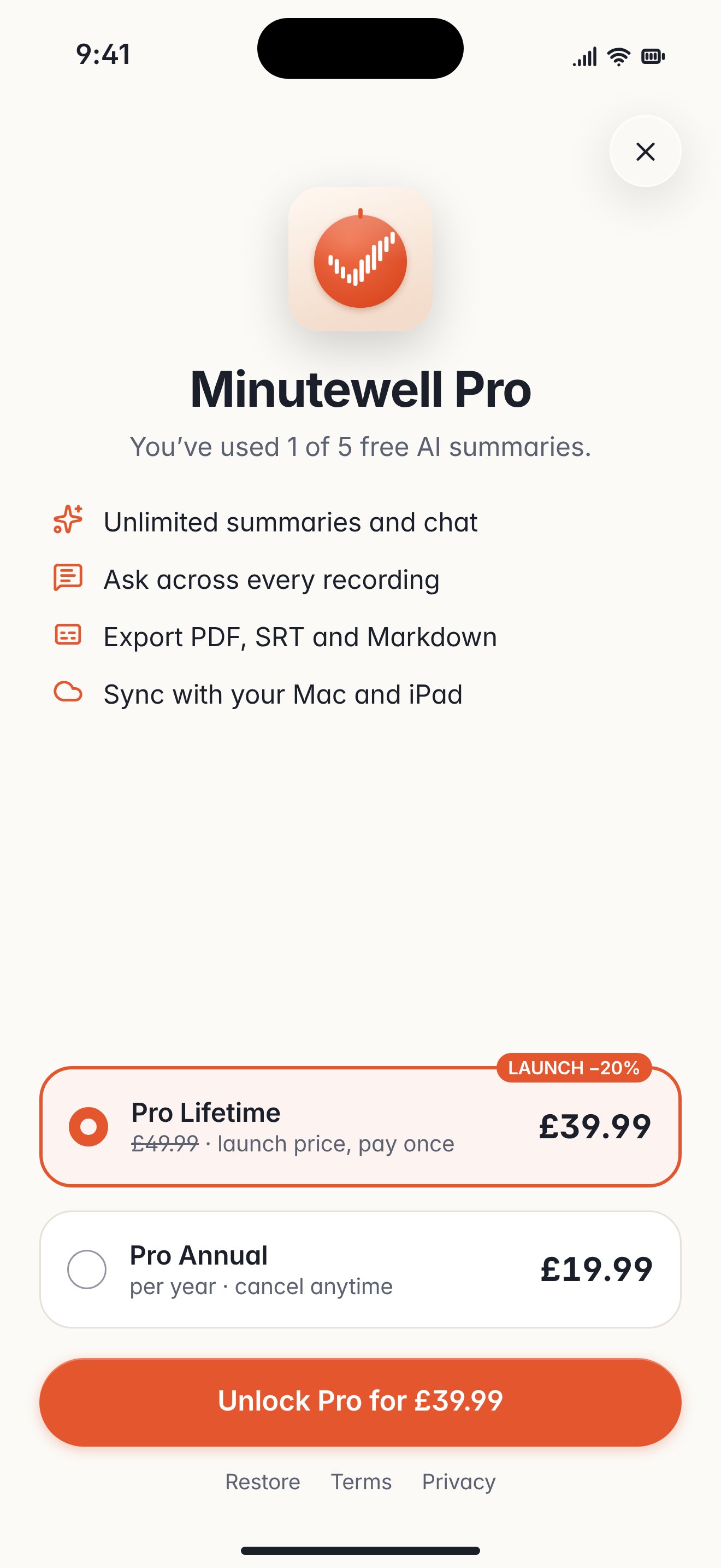iPhone Pro screen.