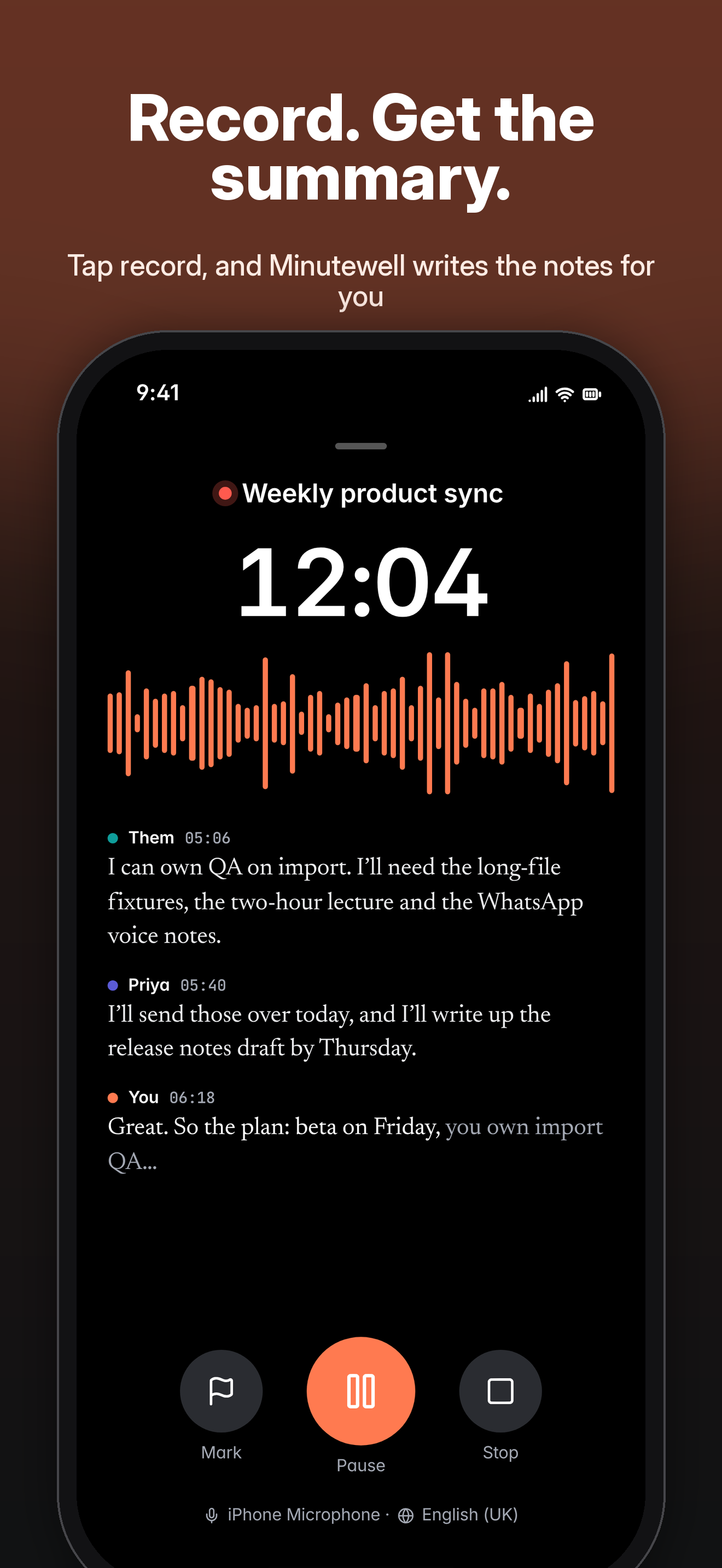 Record a meeting and get a summary.