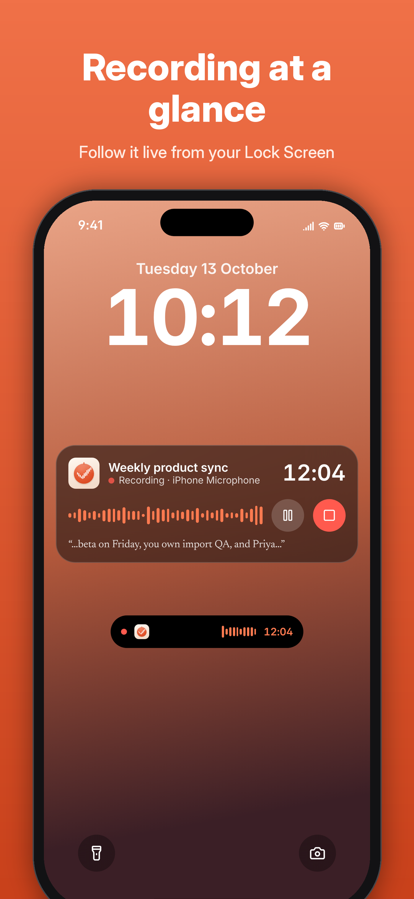 Recording on the lock screen.