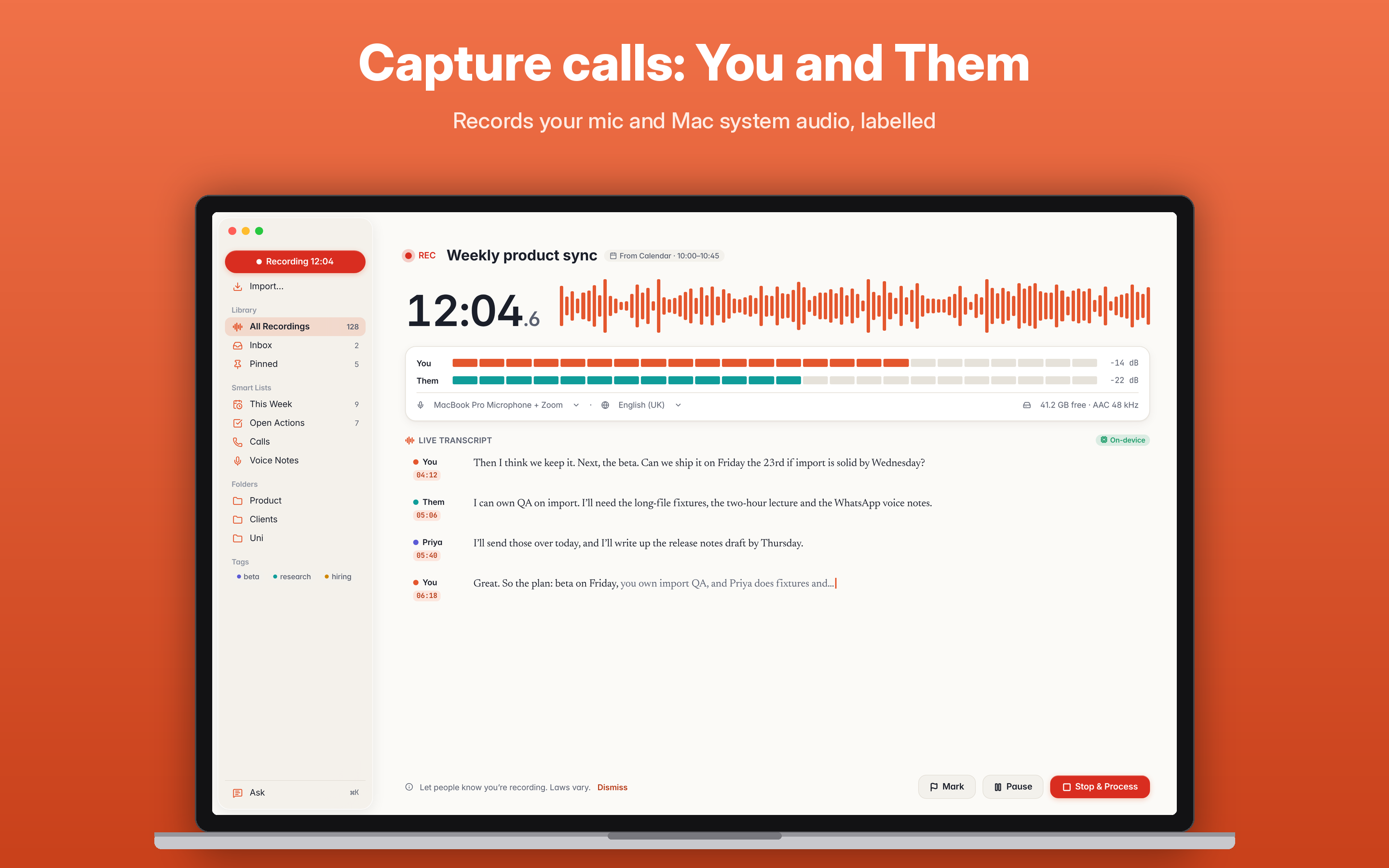 Capture both sides of a call on Mac.