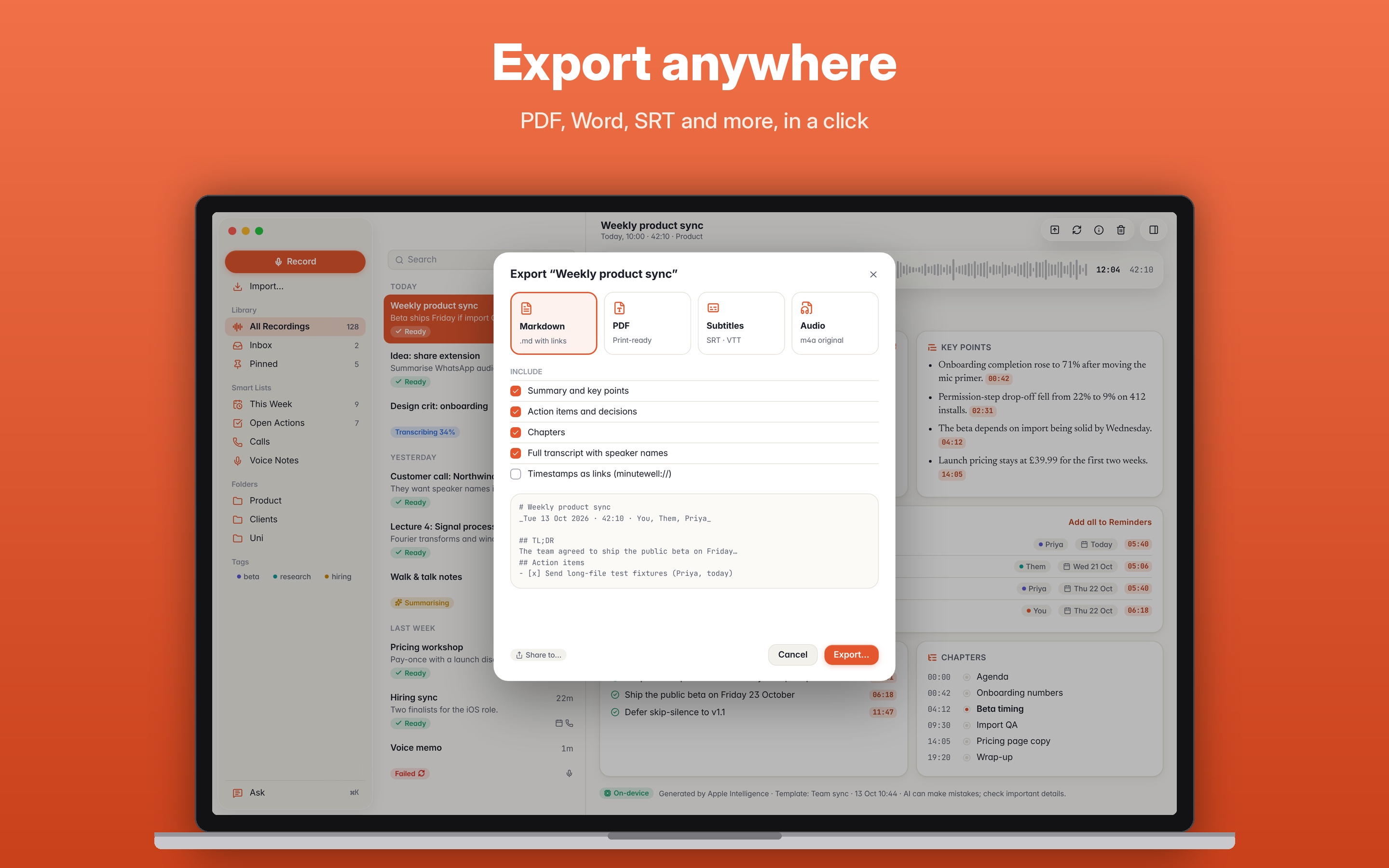 Export a recording.